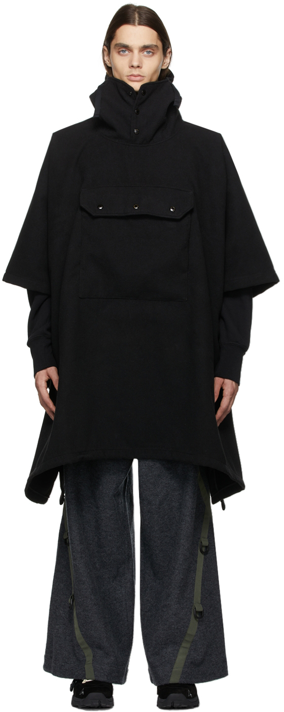 Engineered Garments Black Hooded Cape Coat Engineered Garments