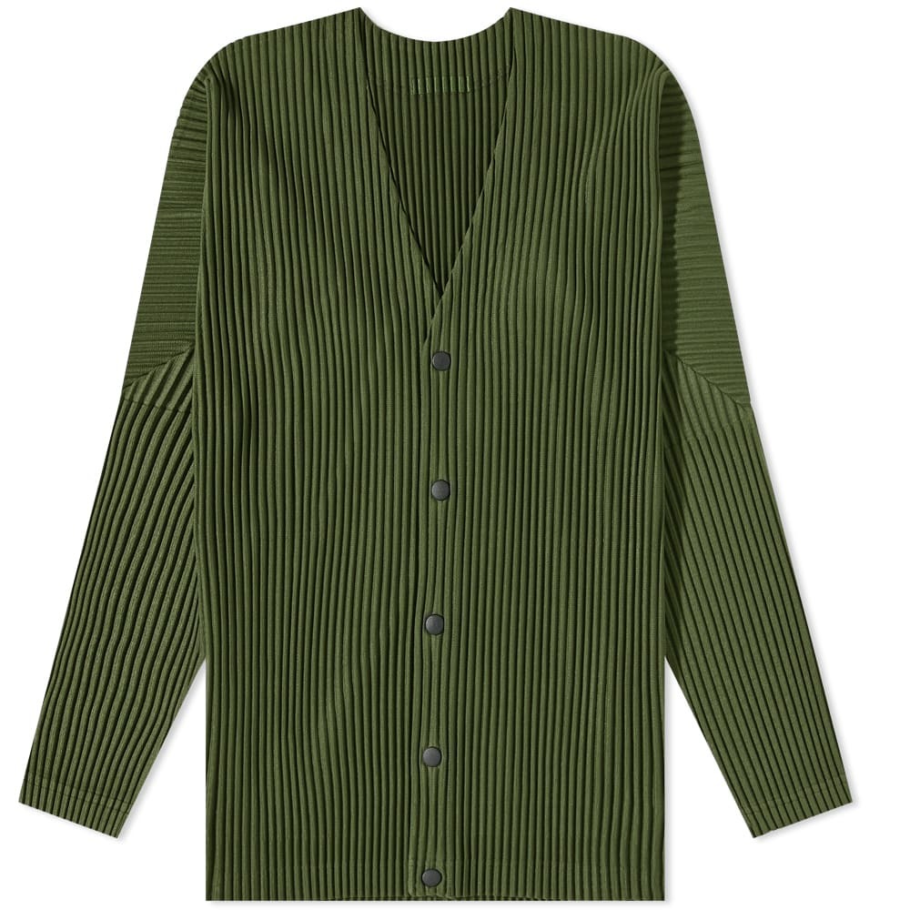 Homme Plissé Issey Miyake Men's Pleated Cardigan in Dark Olive Green ...