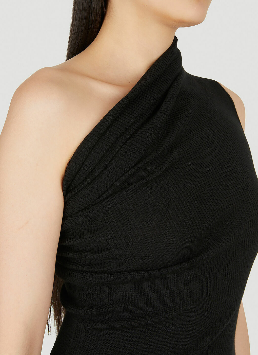 One Shoulder Knit Dress in Black