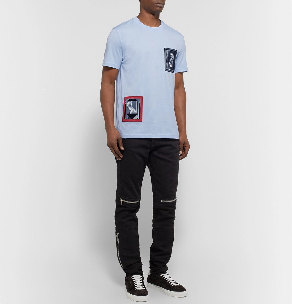 Givenchy - Cuban-Fit Printed Cotton-Jersey T-Shirt - Men - Light blue  Givenchy