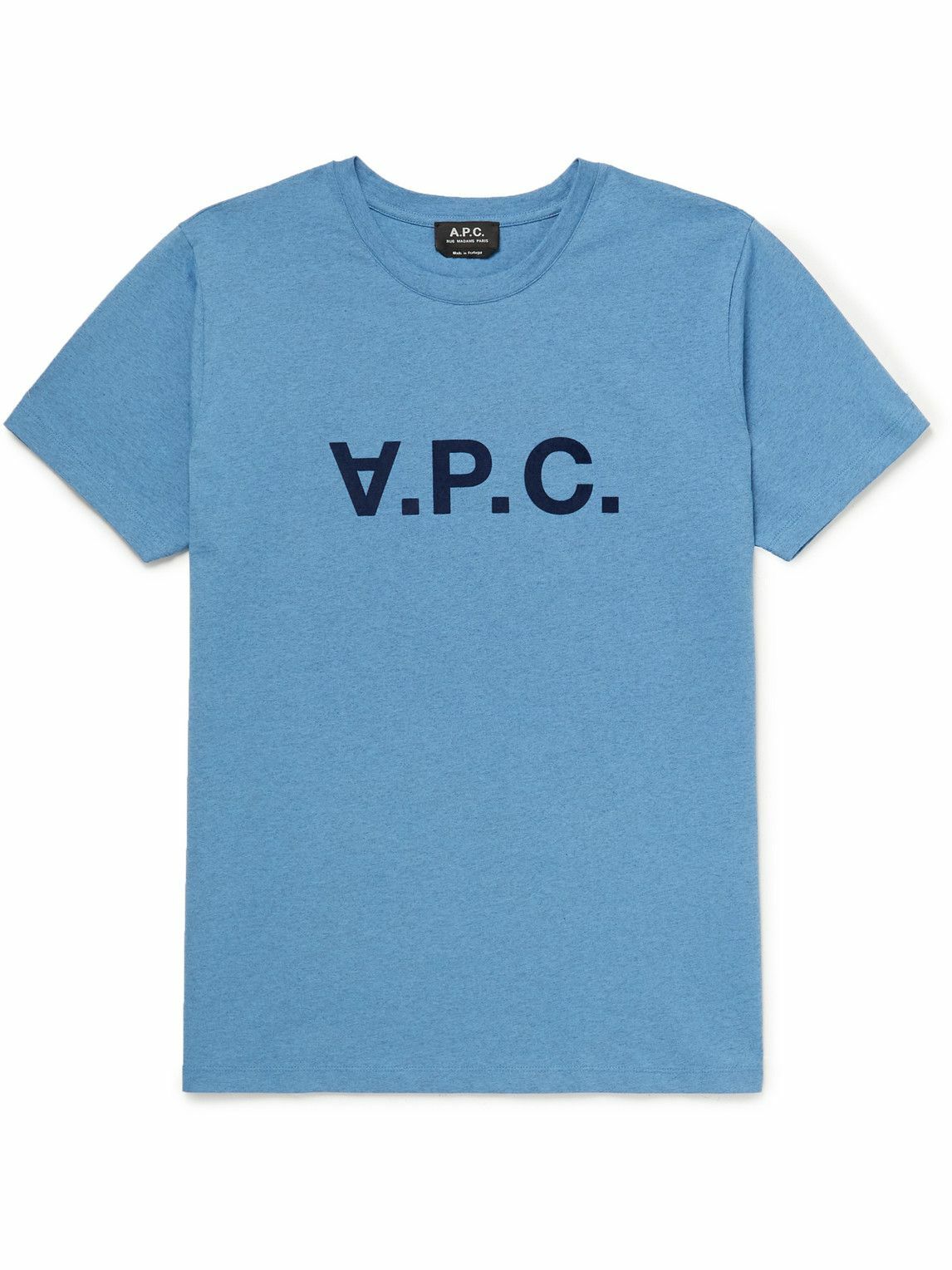A.P.C. LogoFlocked CottonJersey TShirt Blue A.P.C.