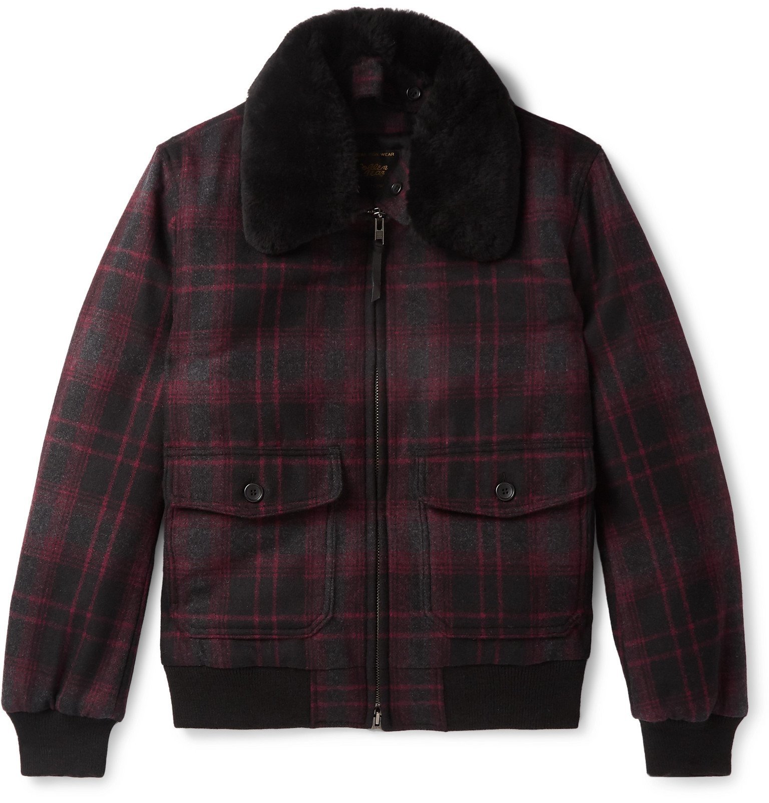 Golden Bear - The Pierce Shearling-Trimmed Checked Wool Bomber Jacket ...