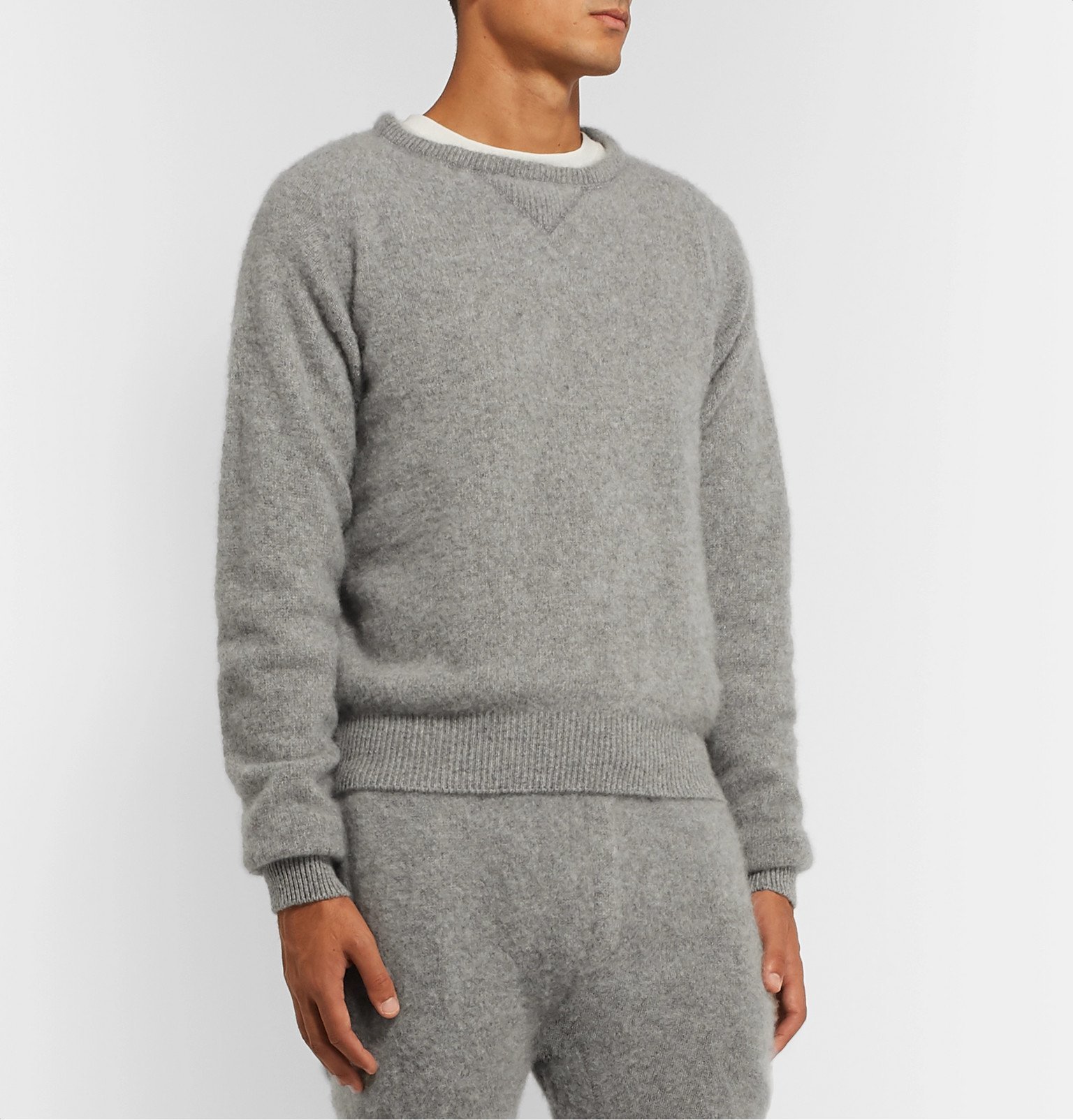 Secondskin - Brushed-Cashmere Sweatshirt - Gray Secondskin