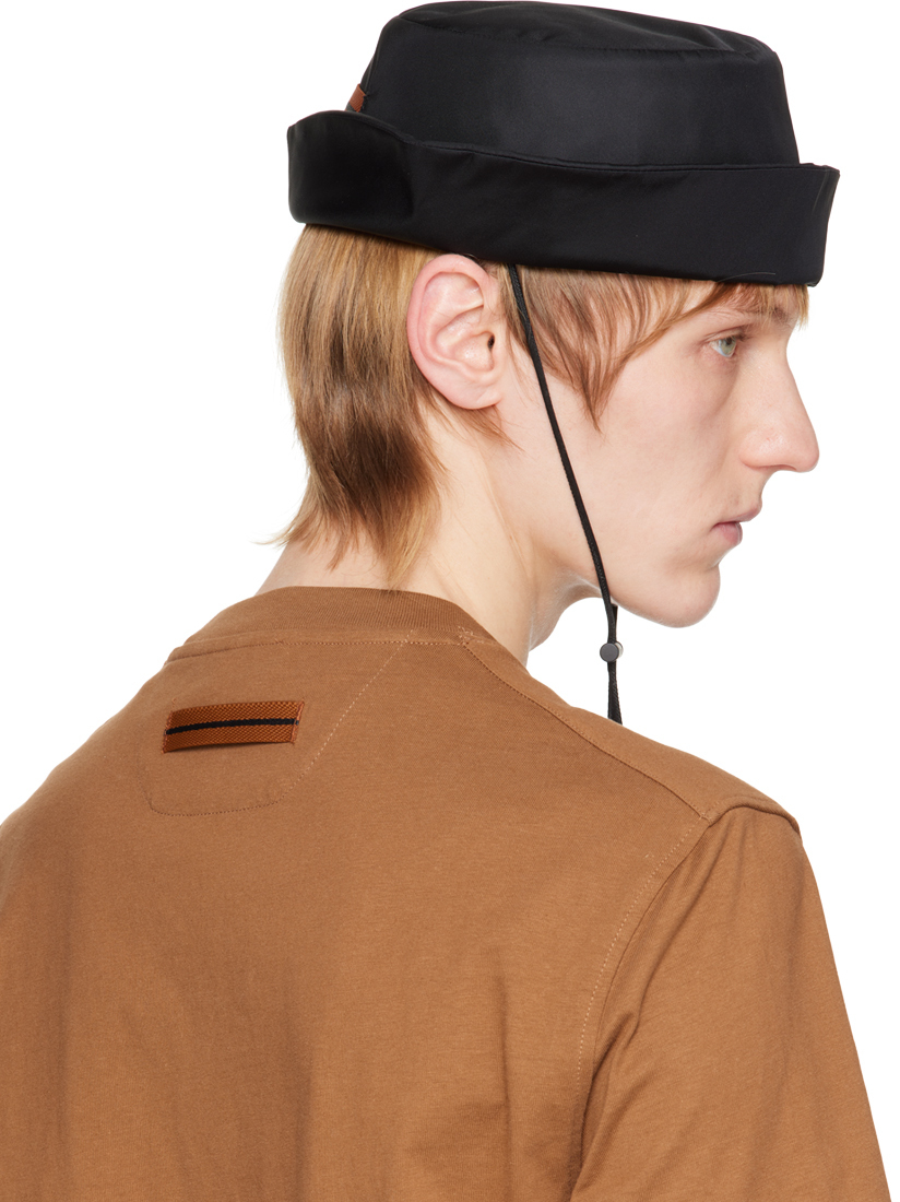 ZEGNA Black Chin Strap Bucket Hat Zegna