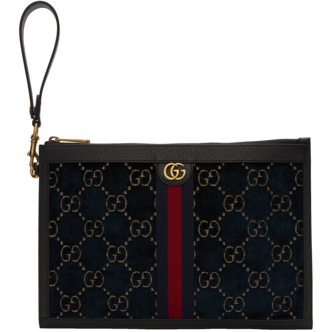 gucci blue velvet purse