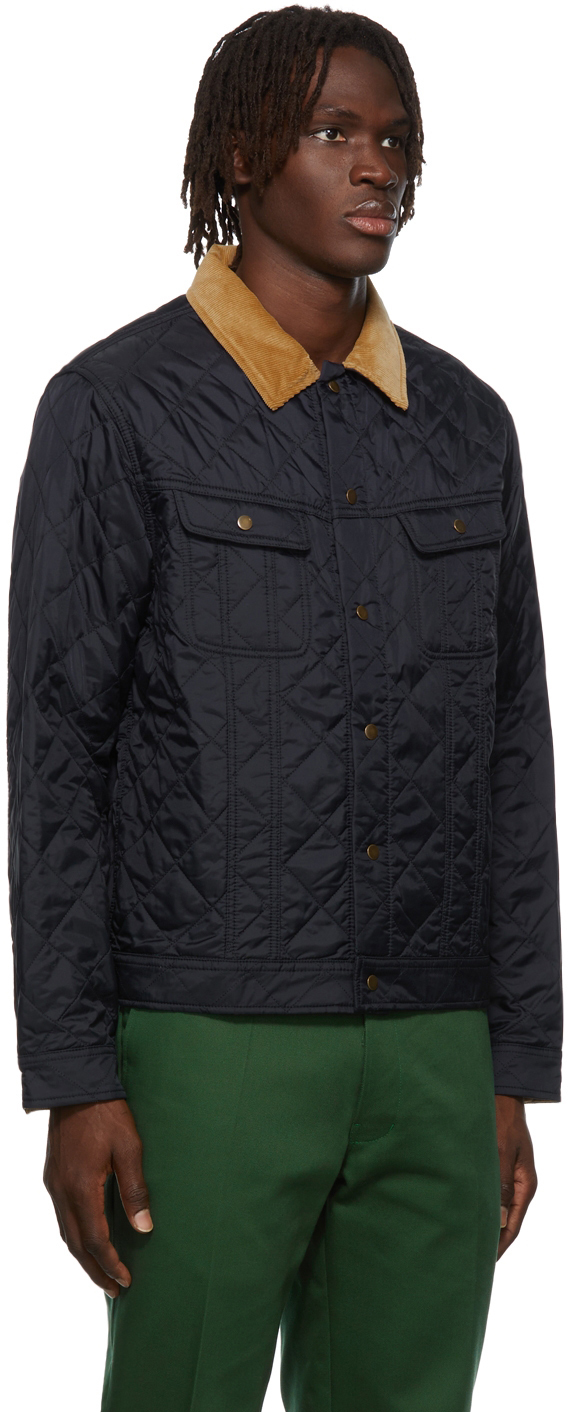 Noah Navy Quilted Trucker Jacket Noah NYC