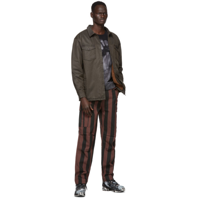 032c Black and Red Striped Cargo Pants