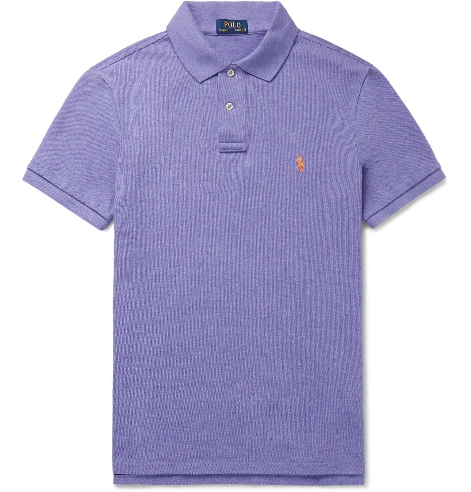 Polo Ralph Lauren - Slim-Fit Mélange Stretch Cotton-Piqué Polo Shirt - Purple  Polo Ralph Lauren