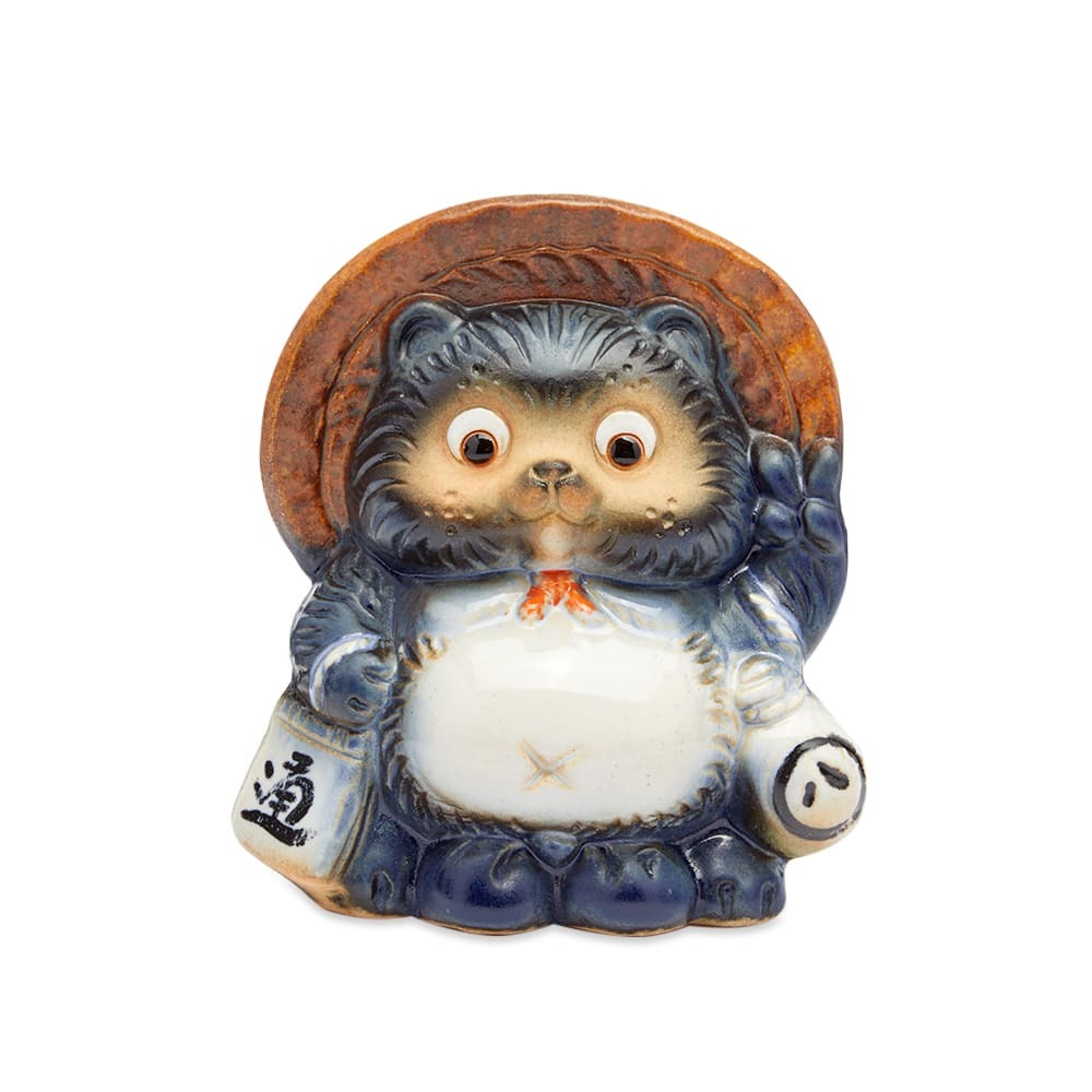 BEAMS JAPAN Fortune Raccoon Dog Piggy Bank in Navy BEAMS JAPAN