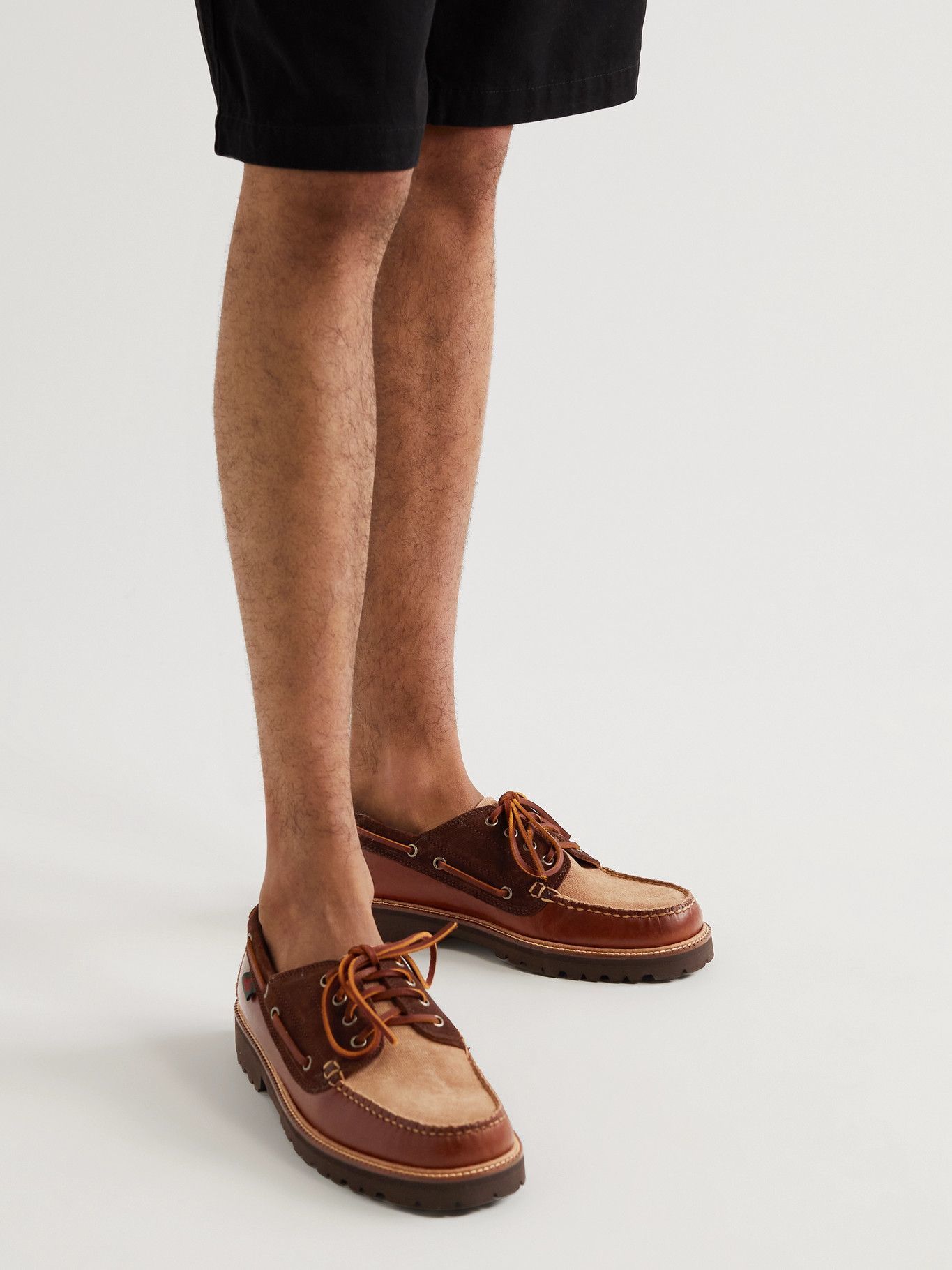 . Bass & Co. - Weejuns '90 Boater Mix Panelled Leather and Suede Boat  Shoes - Brown . Bass & Co.