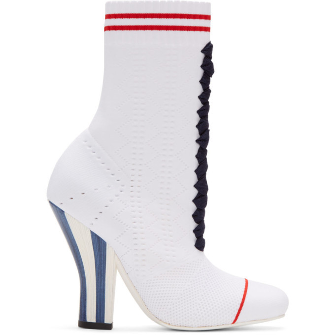 Fendi White Stretch Sock Boots Fendi