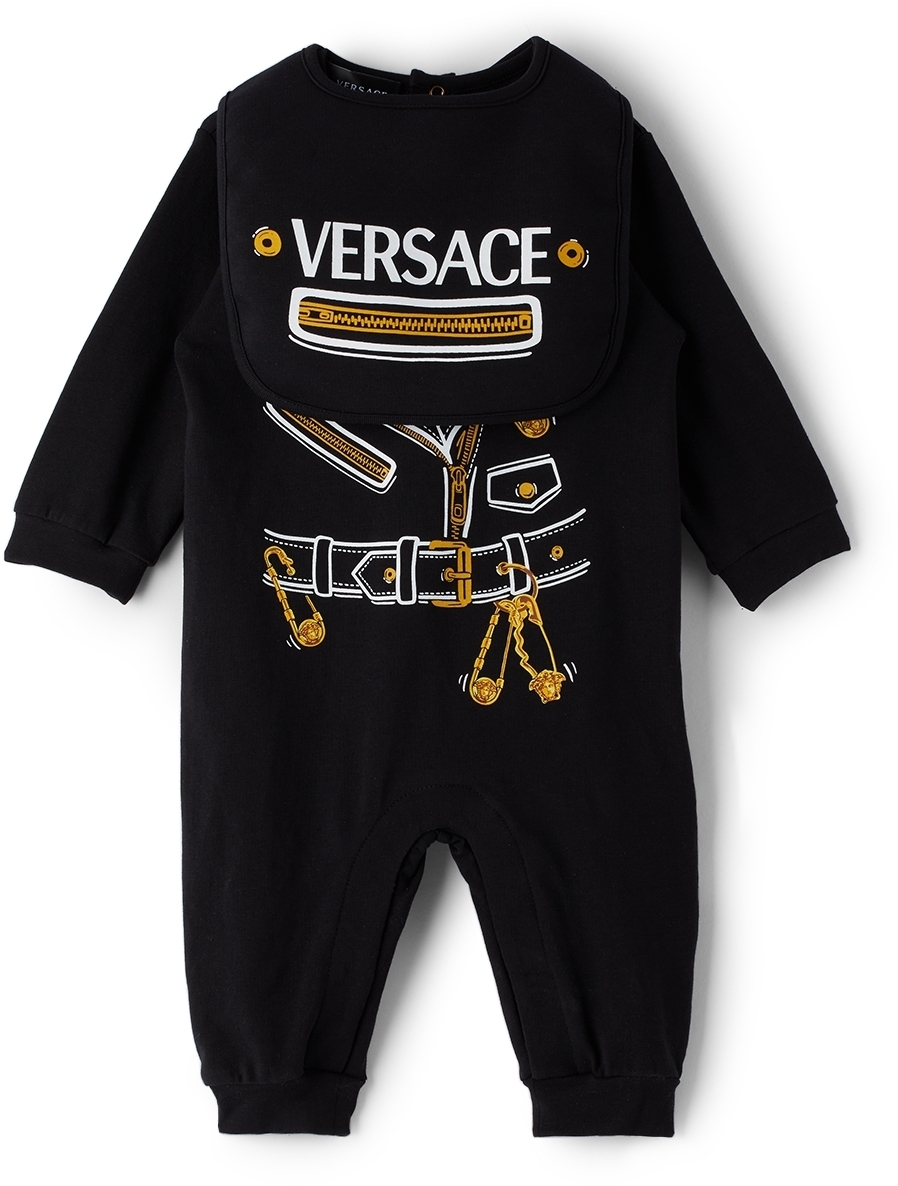 Badkamer voordelig Discrimineren Versace Baby Black Medusa Jacket Romper & Bib Set Versace