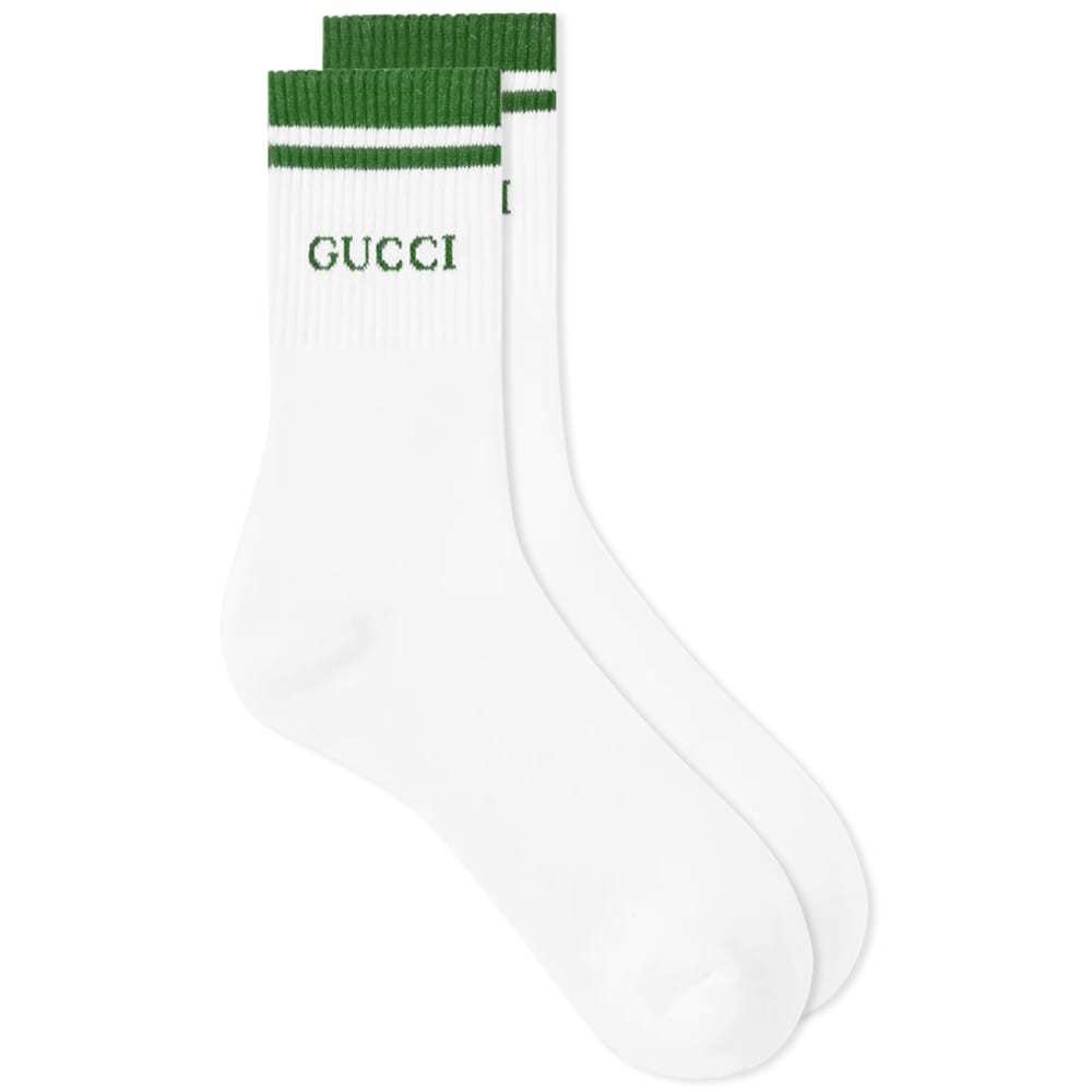 Gucci Logo Sports Sock White & Green Gucci