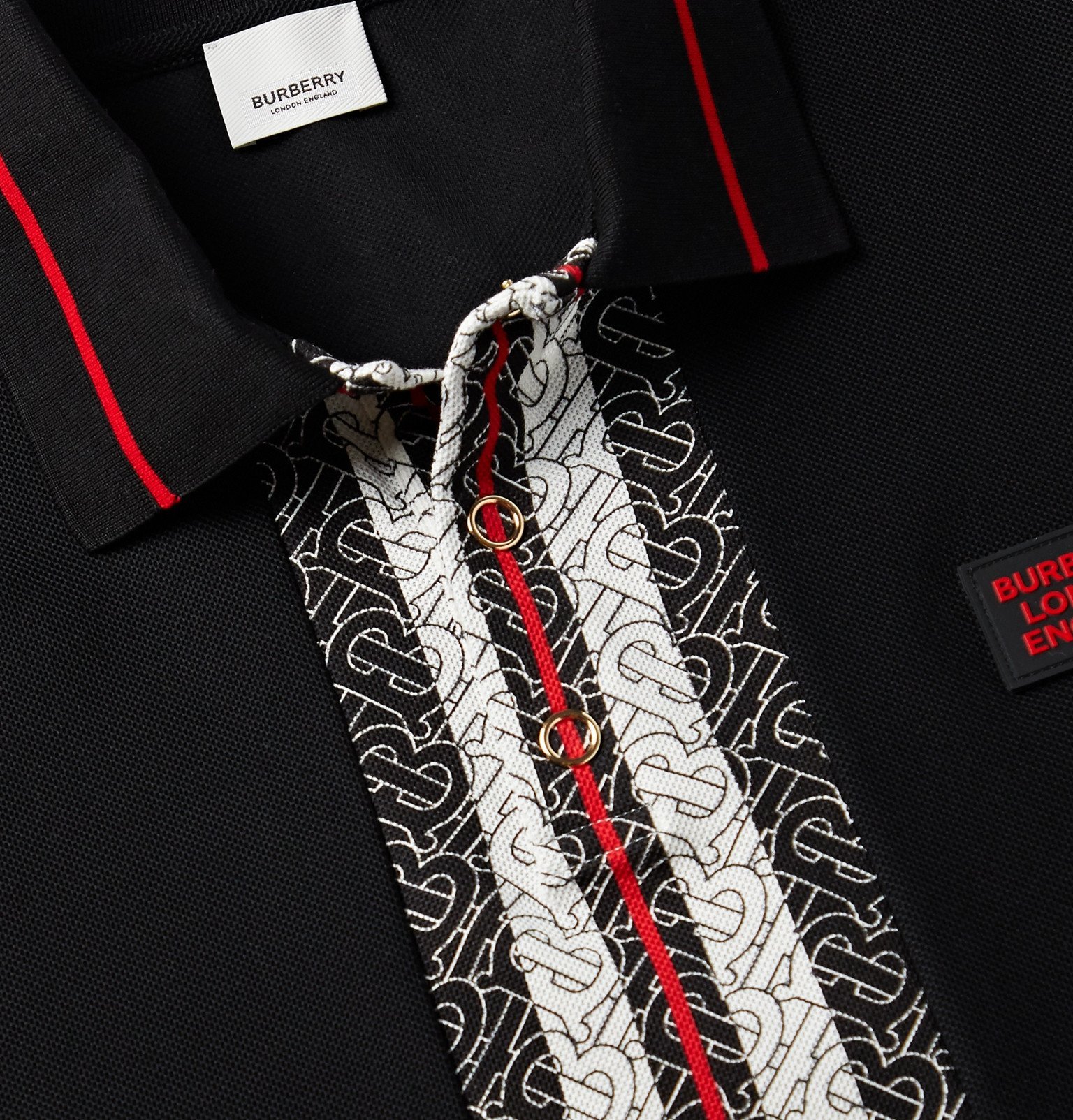 Burberry - Slim-Fit Logo-Print Striped Cotton-Piqué Polo Shirt - Black  Burberry