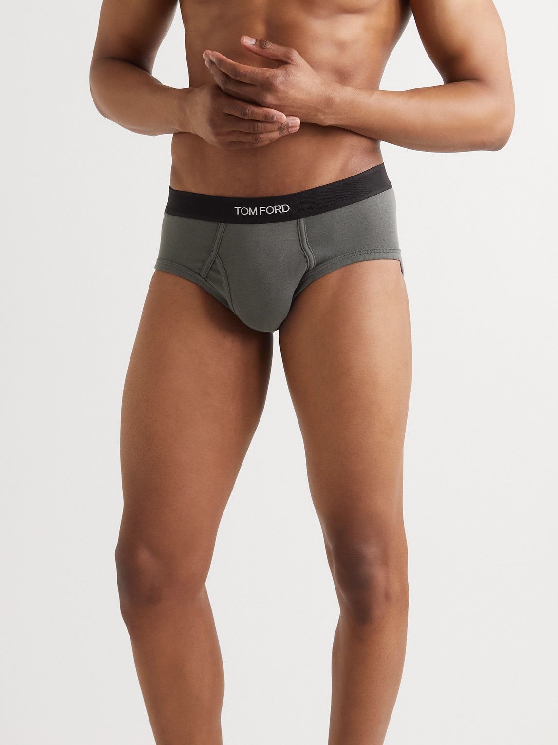 Tom Ford Stretch Cotton Briefs Gray Tom Ford