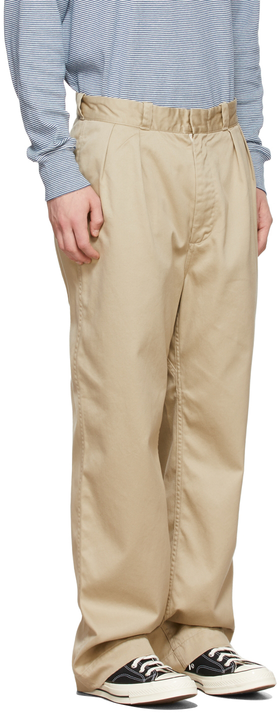 Nanamica Khaki Double Pleat Trousers Nanamica