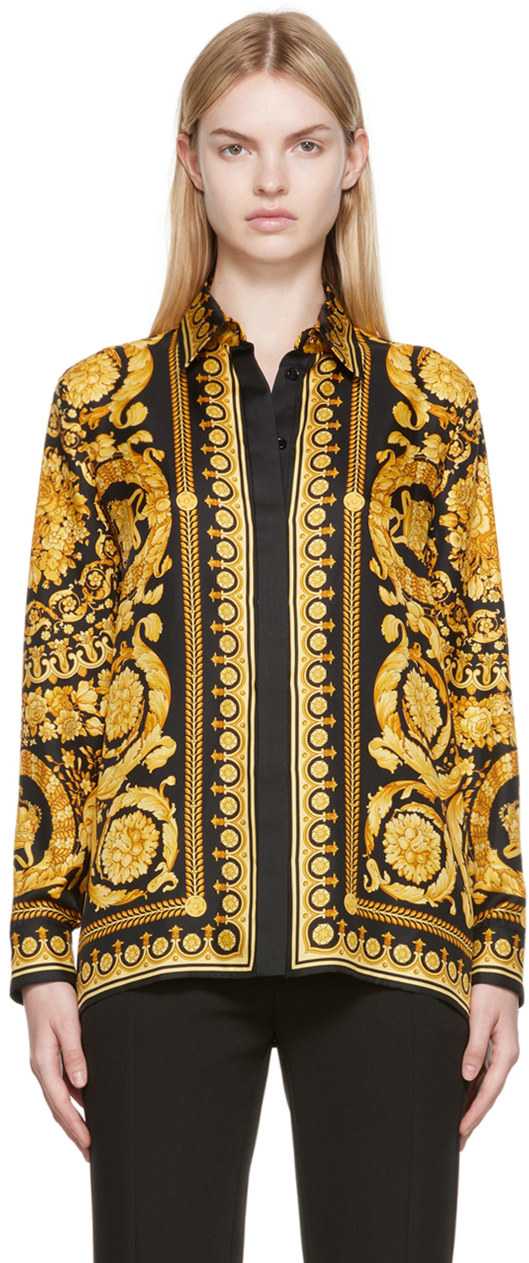 Versace Black & Gold Silk Shirt Versace