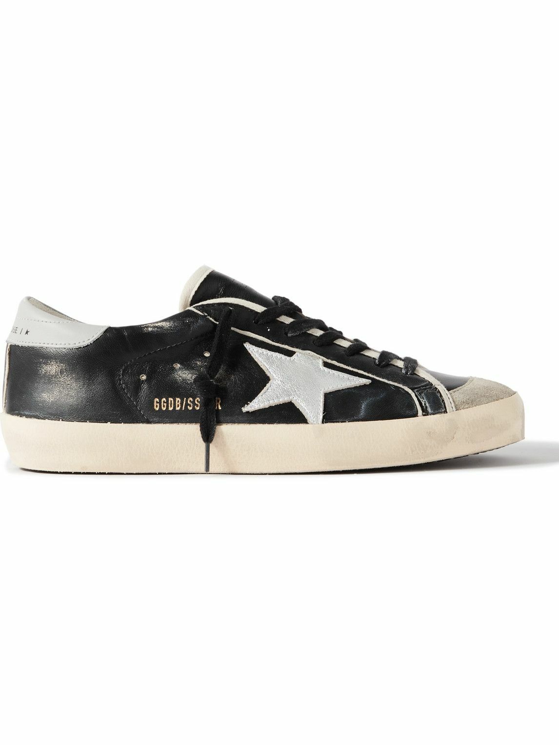 Golden Goose - Super-Star Distressed Suede-Trimmed Leather Sneakers ...