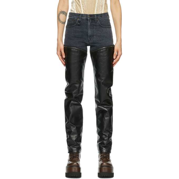 R13 Black Leather Zip Off Axl Slim 