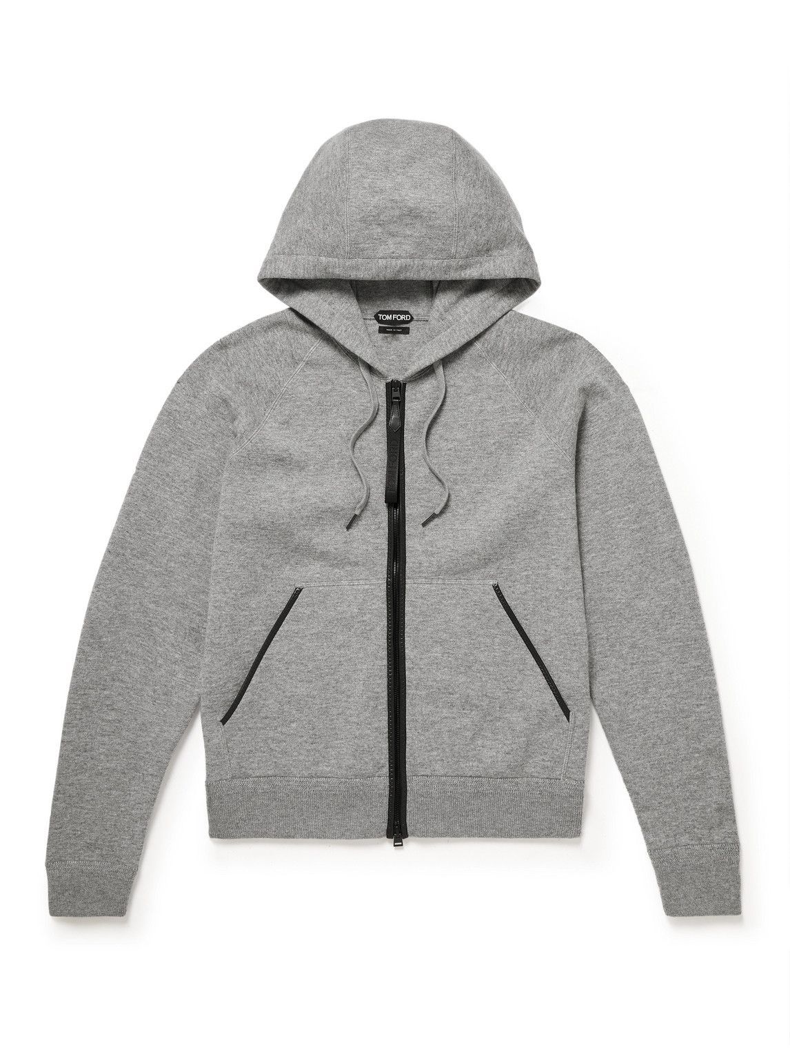 TOM FORD - Cashmere-Blend Jersey Zip-Up Hoodie - Gray TOM FORD