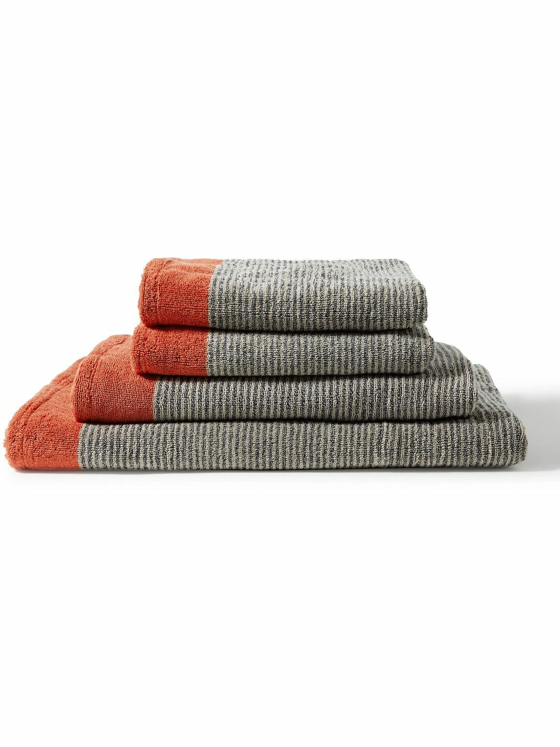 Cleverly Laundry Set of Four Pinstriped CottonTerry Bath Towels Cleverly Laundry