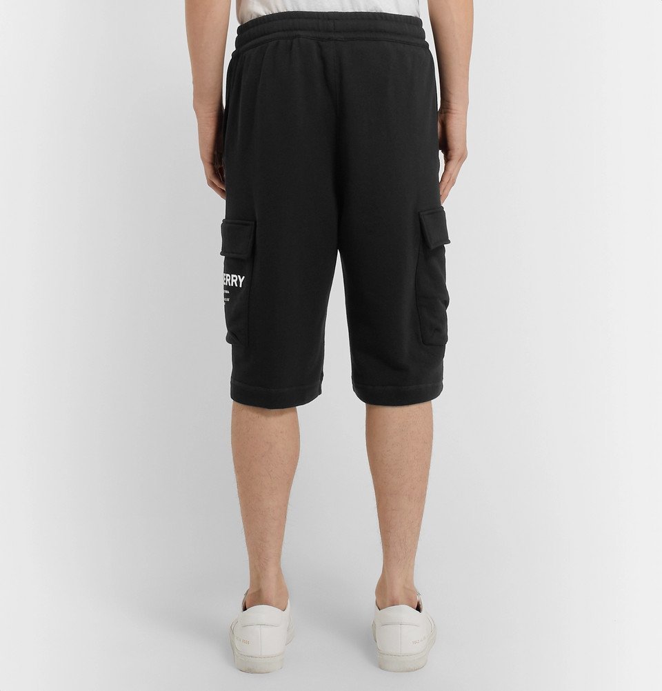 Burberry - Logo-Print Loopback Cotton-Jersey Cargo Shorts - Black Burberry