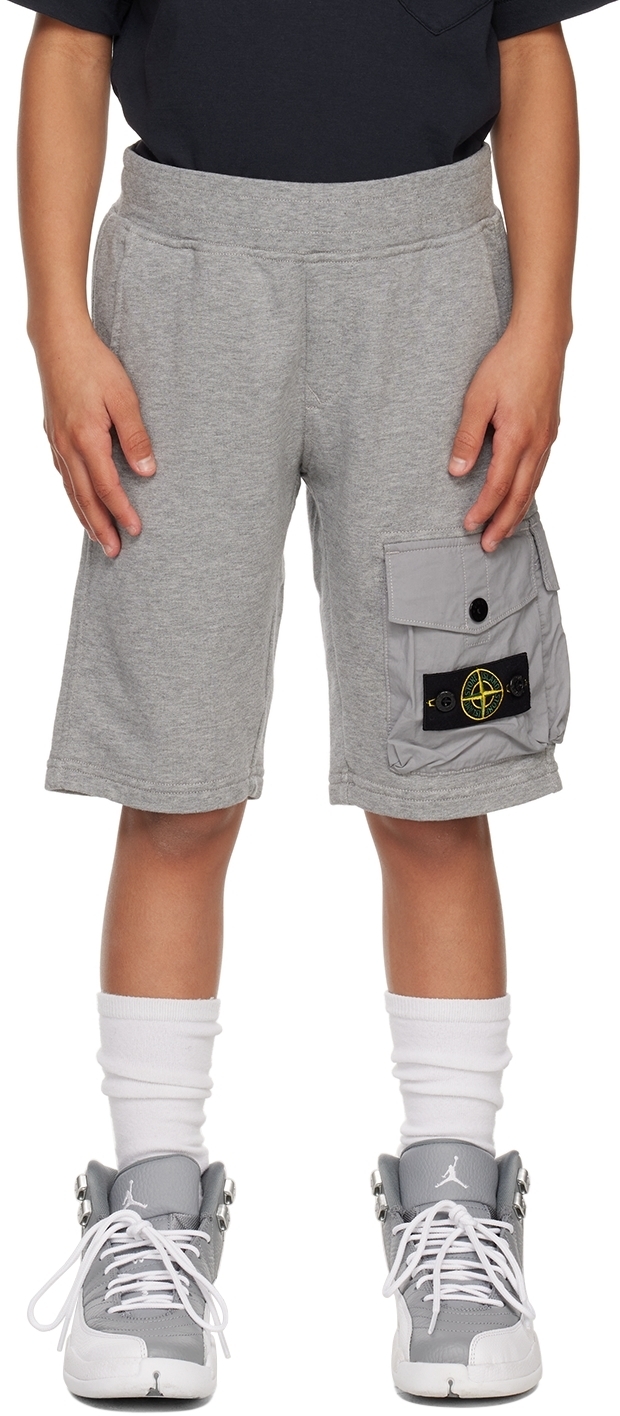 Photo: Stone Island Junior Kids Gray Cargo Shorts