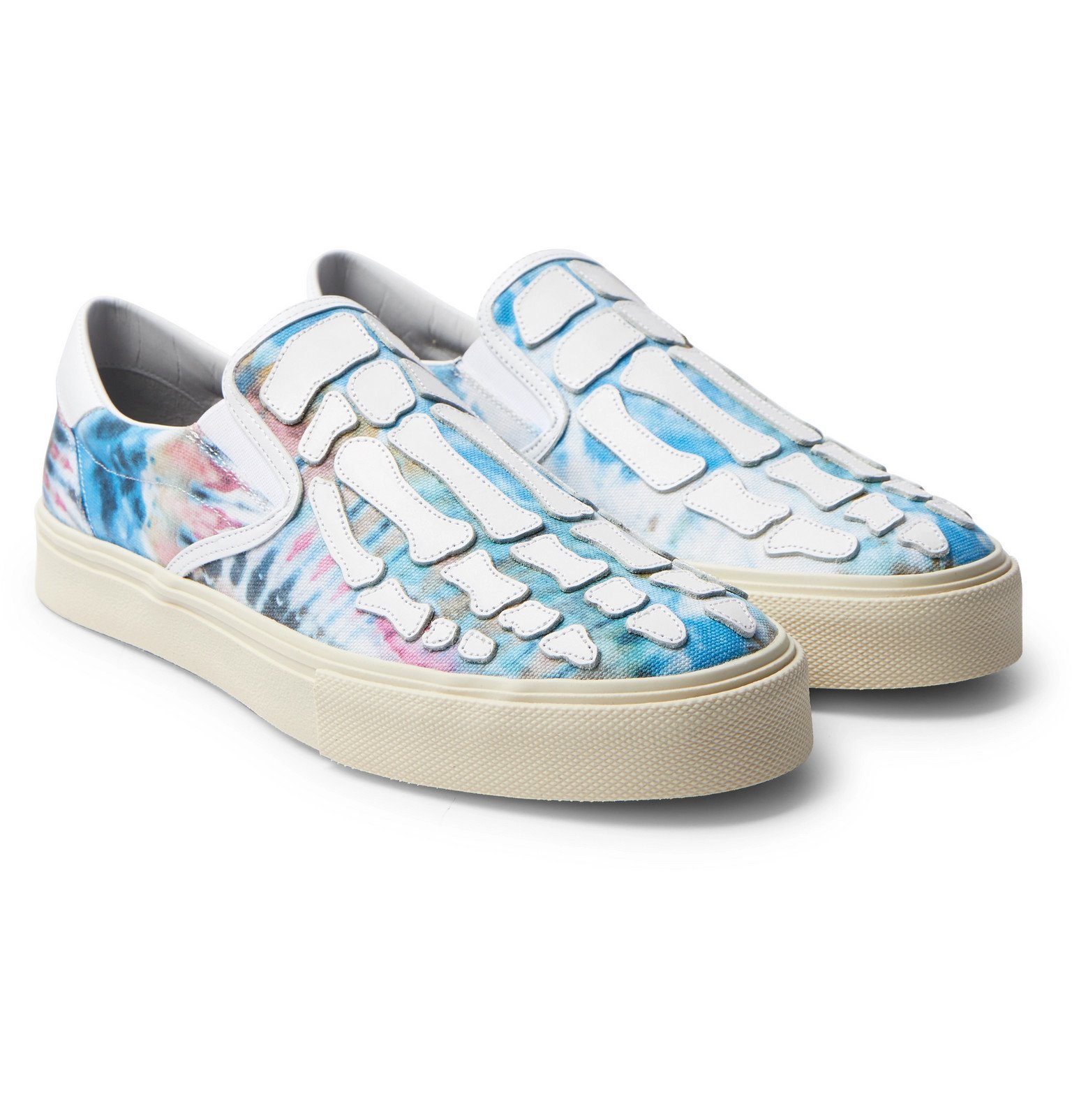 AMIRI - Skel-Toe Tie-Dye Canvas and Leather Slip-On Sneakers - Blue Amiri