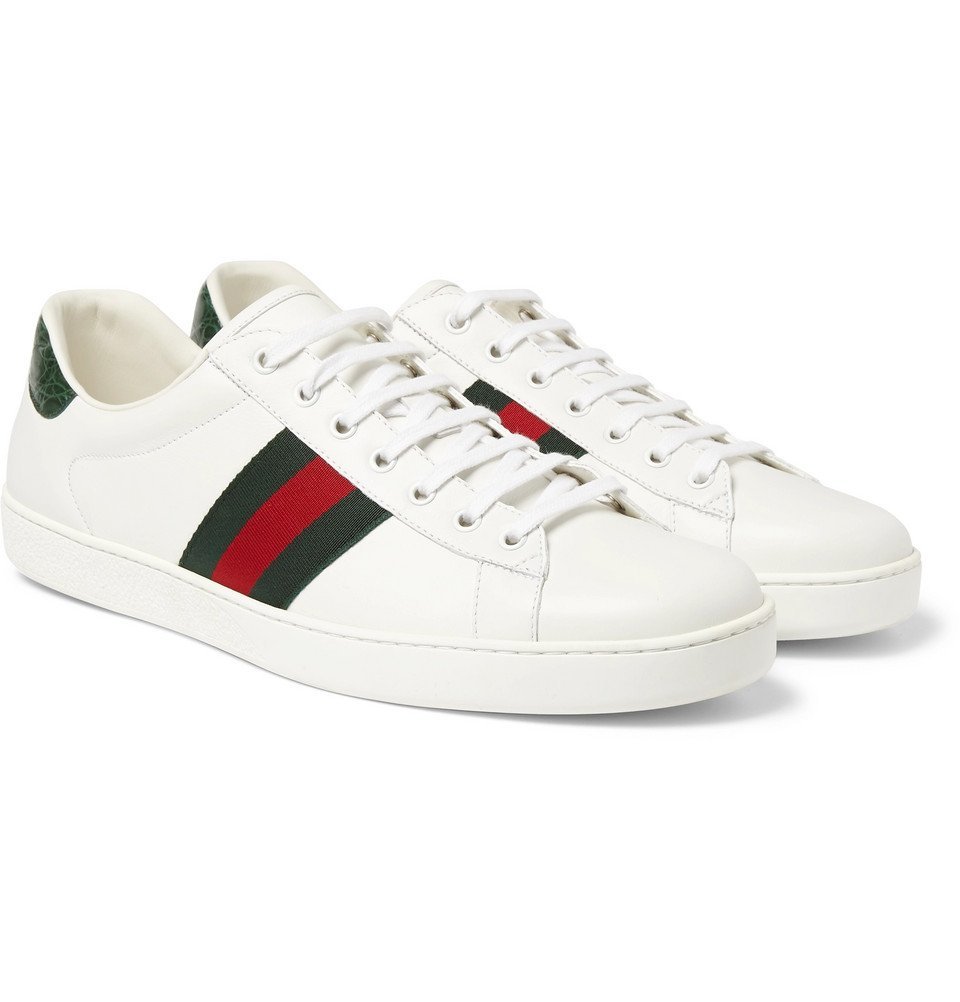 Gucci - Ace Crocodile-Trimmed Leather 