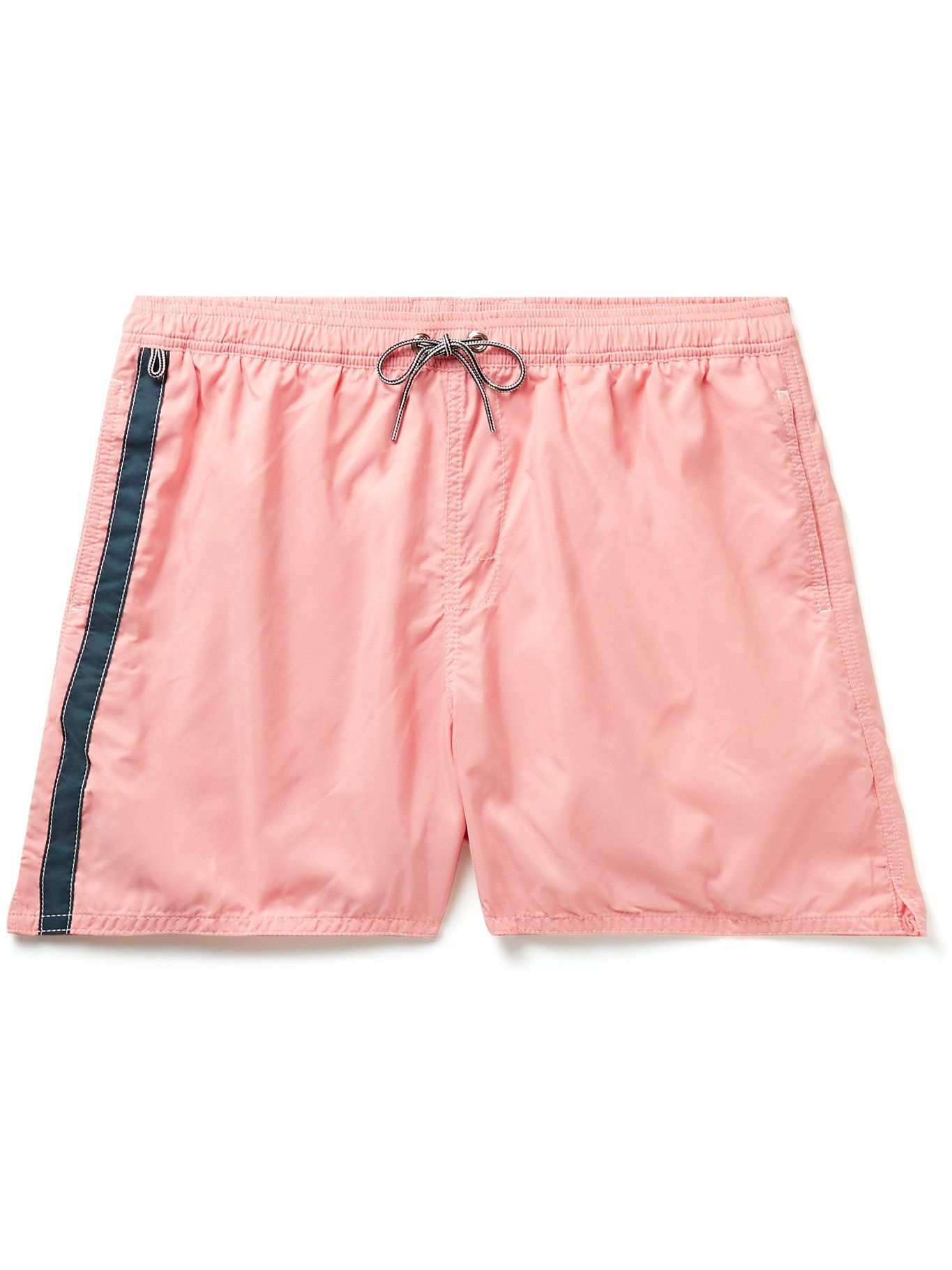 BIRDWELL - Mid-Length Striped Swim Shorts - Pink Birdwell