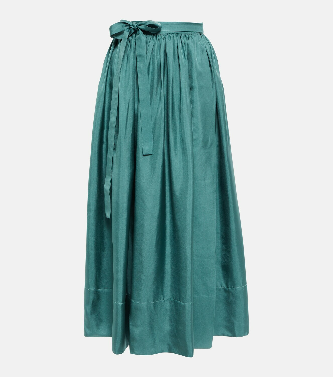 Asceno - Coco pleated silk twill maxi skirt ASCENO