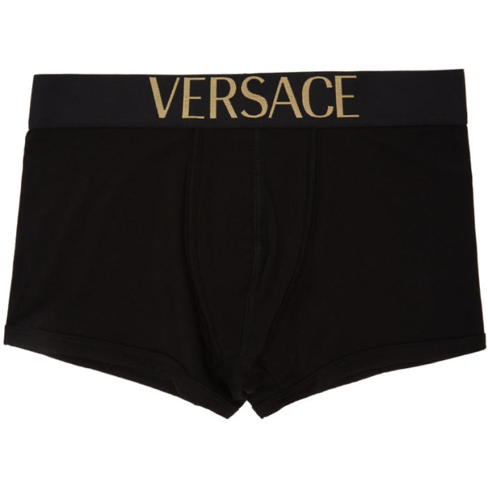 Versace Underwear Black Low-Rise Logo Boxer Briefs Versace Underwear
