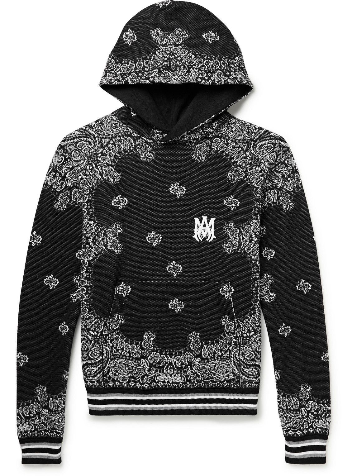 AMIRI BandanaJacquard Cotton and CashmereBlend Hoodie Black Amiri