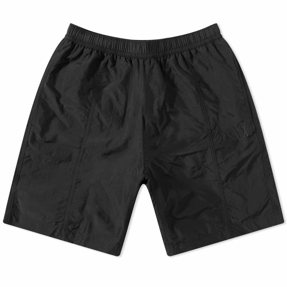 AMI Men's Small A Heart Long Swim Short in Black AMI