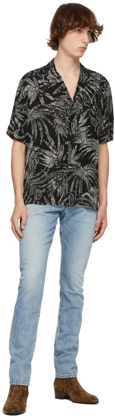 Saint Laurent Black \u0026 White Dotted Leaf 