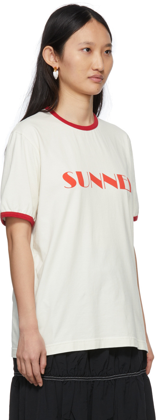 Sunnei SSENSE Exclusive Red & Off-White Big Logo T-Shirt Sunnei