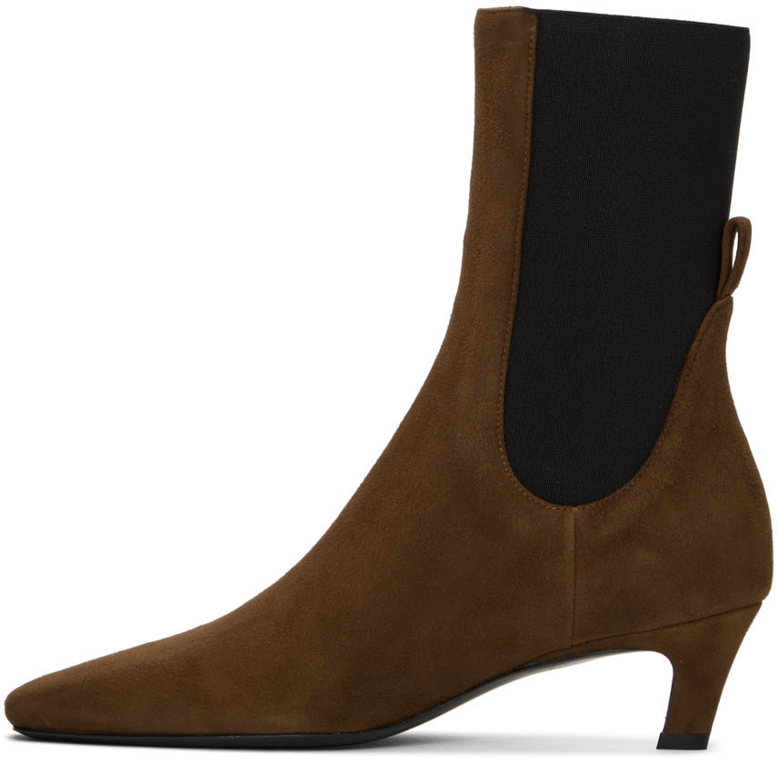 brown mid heel ankle boots