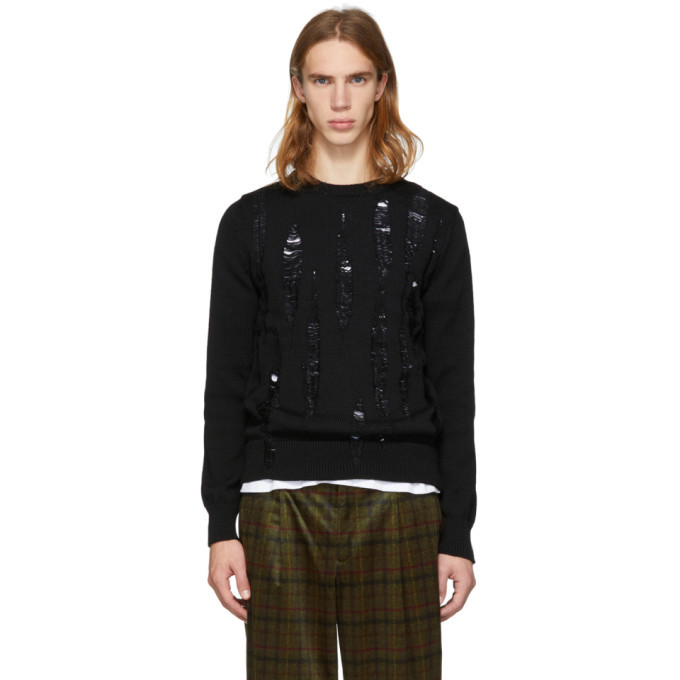 Comme Des Garcons Homme Deux Black Distressed Sweater Comme Des Garcons Homme Deux