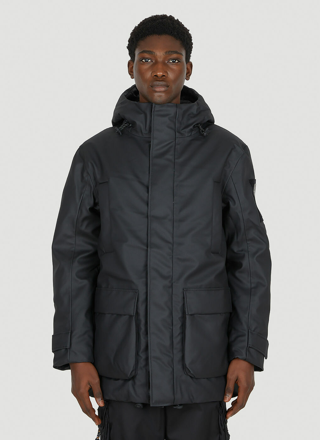 Glacial Hooded Parka Jacket in Black Rains