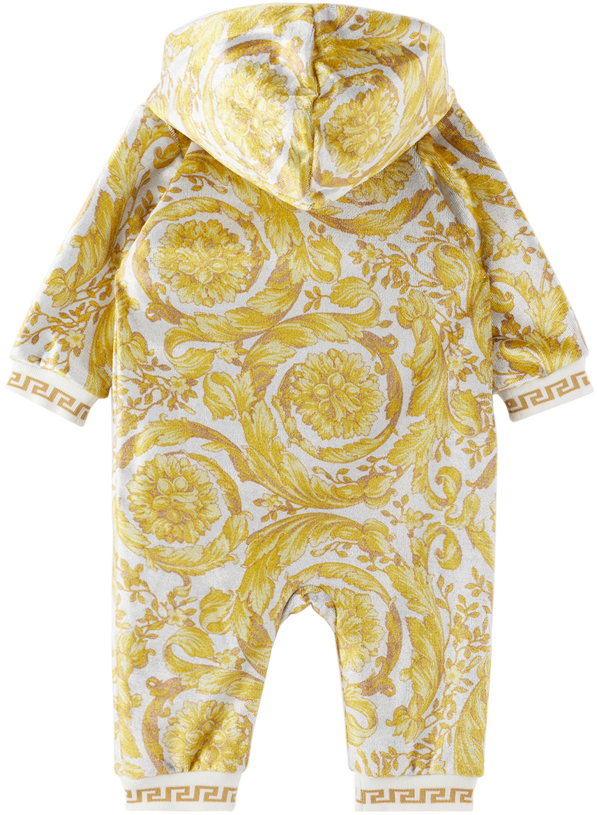 Versace Baby White & Gold Baroque Bodysuit Versace