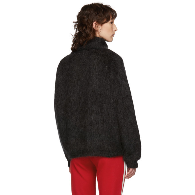 Isabel Marant Etoile Black Mohair Cyclan Zip-Up Sweater