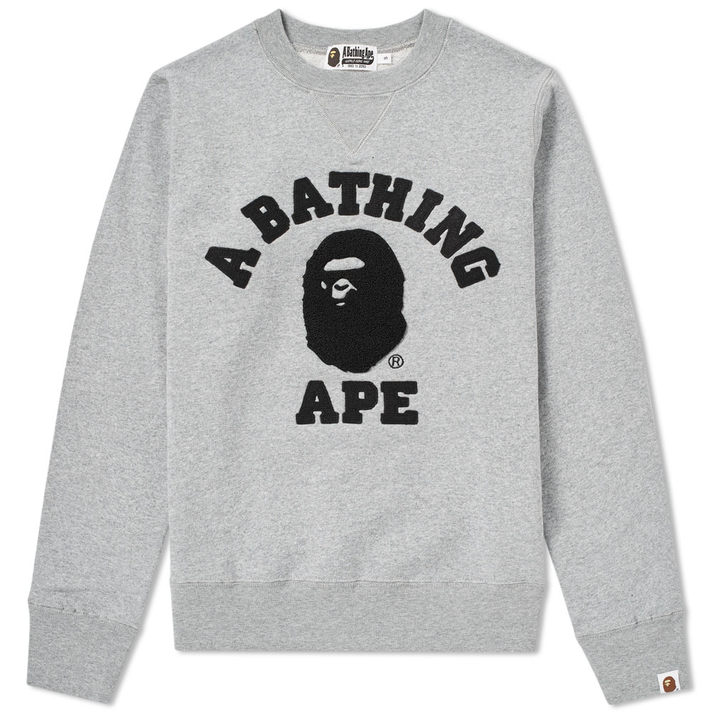 A Bathing Ape Embroidery College Crew Sweat