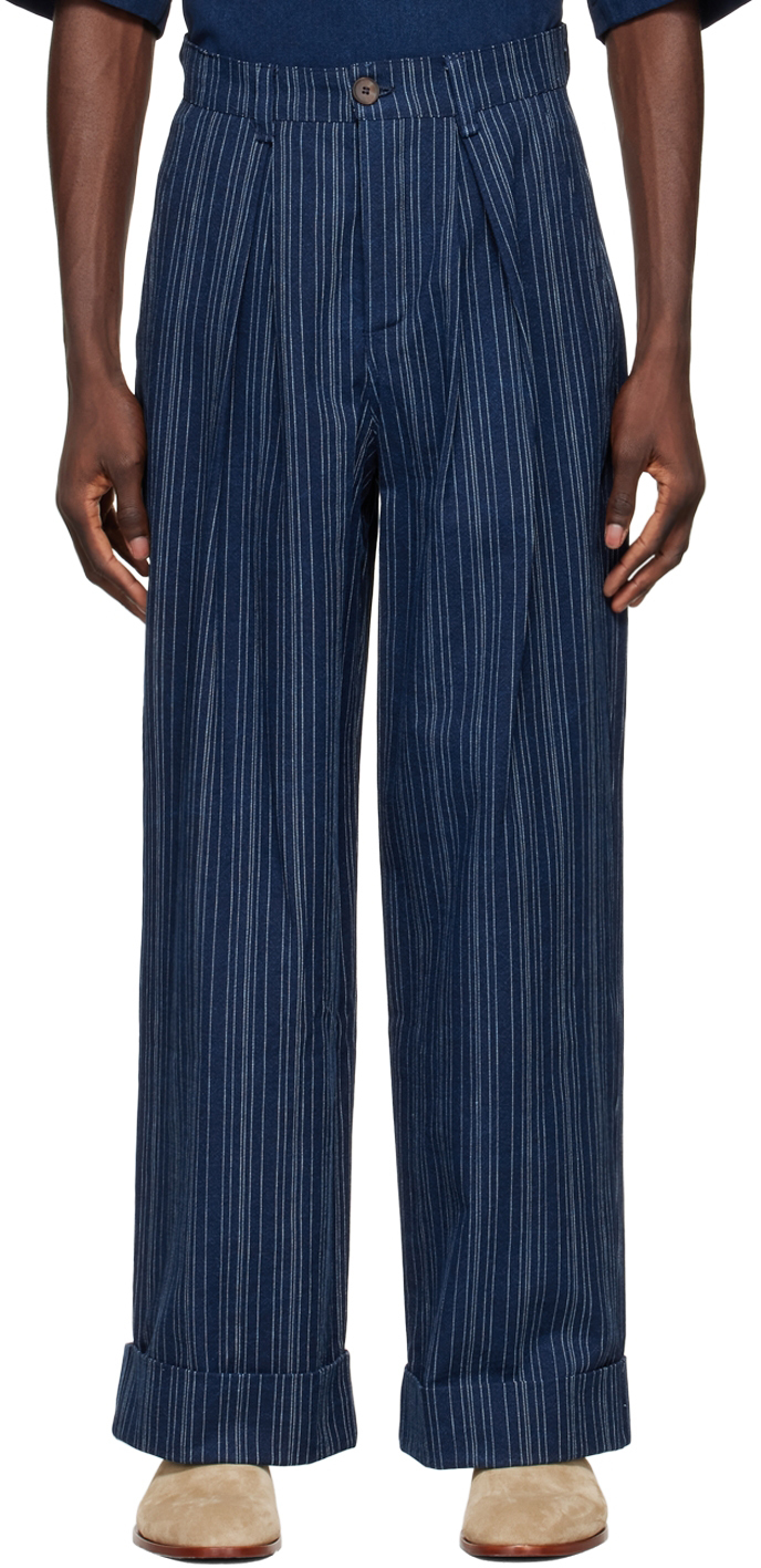 King & Tuckfield Indigo Cotton Trousers
