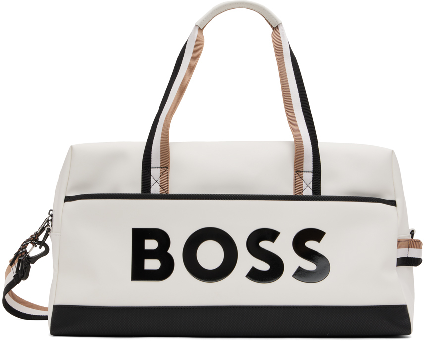 BOSS White Logo Duffle Bag BOSS