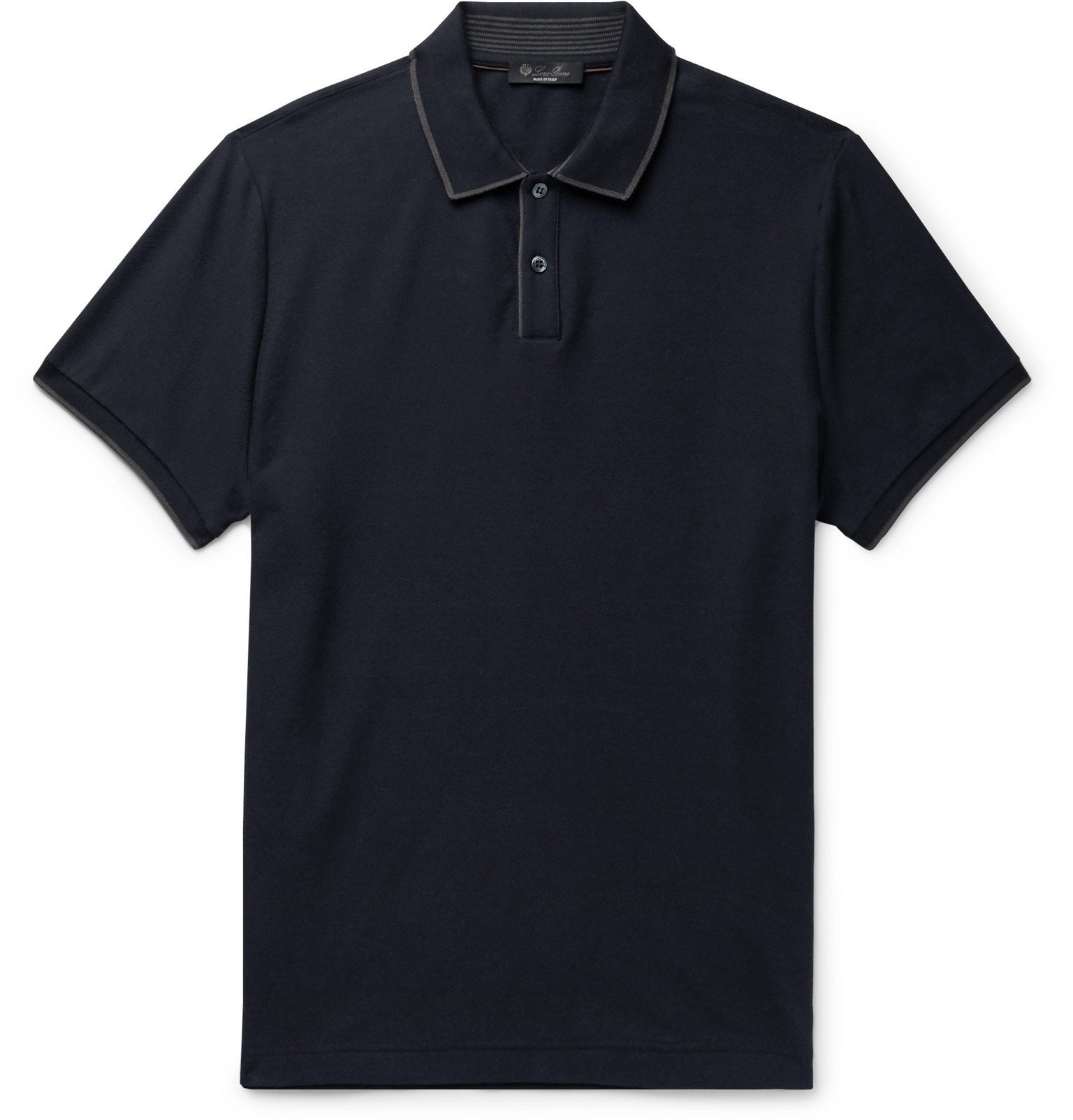 Loro Piana - Contrast-Tipped Stretch-Cotton Piqué Polo Shirt - Blue ...