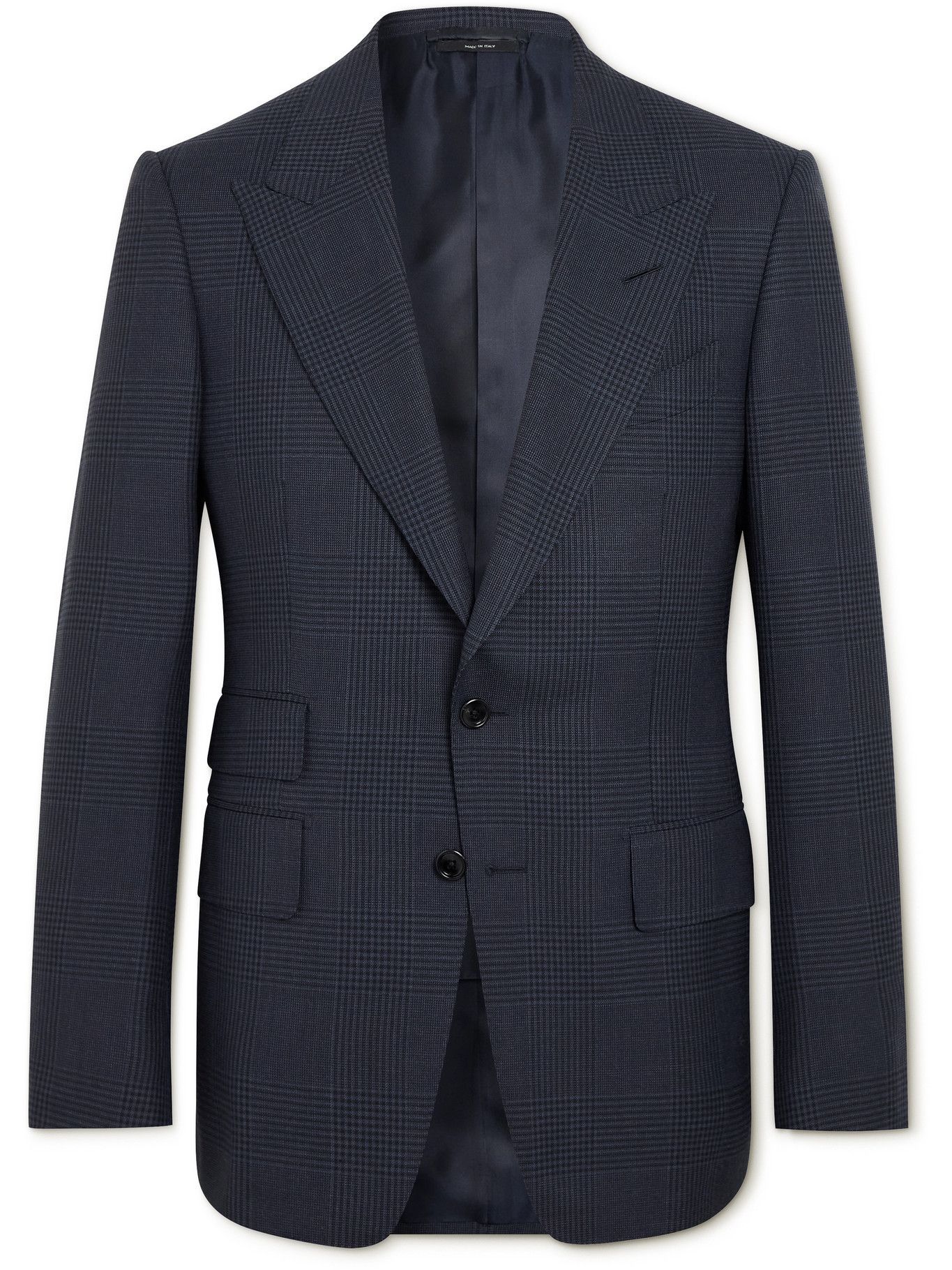 TOM FORD - Shelton Slim-Fit Prince of Wales Checked Wool and Silk-Blend Suit  Jacket - Blue TOM FORD