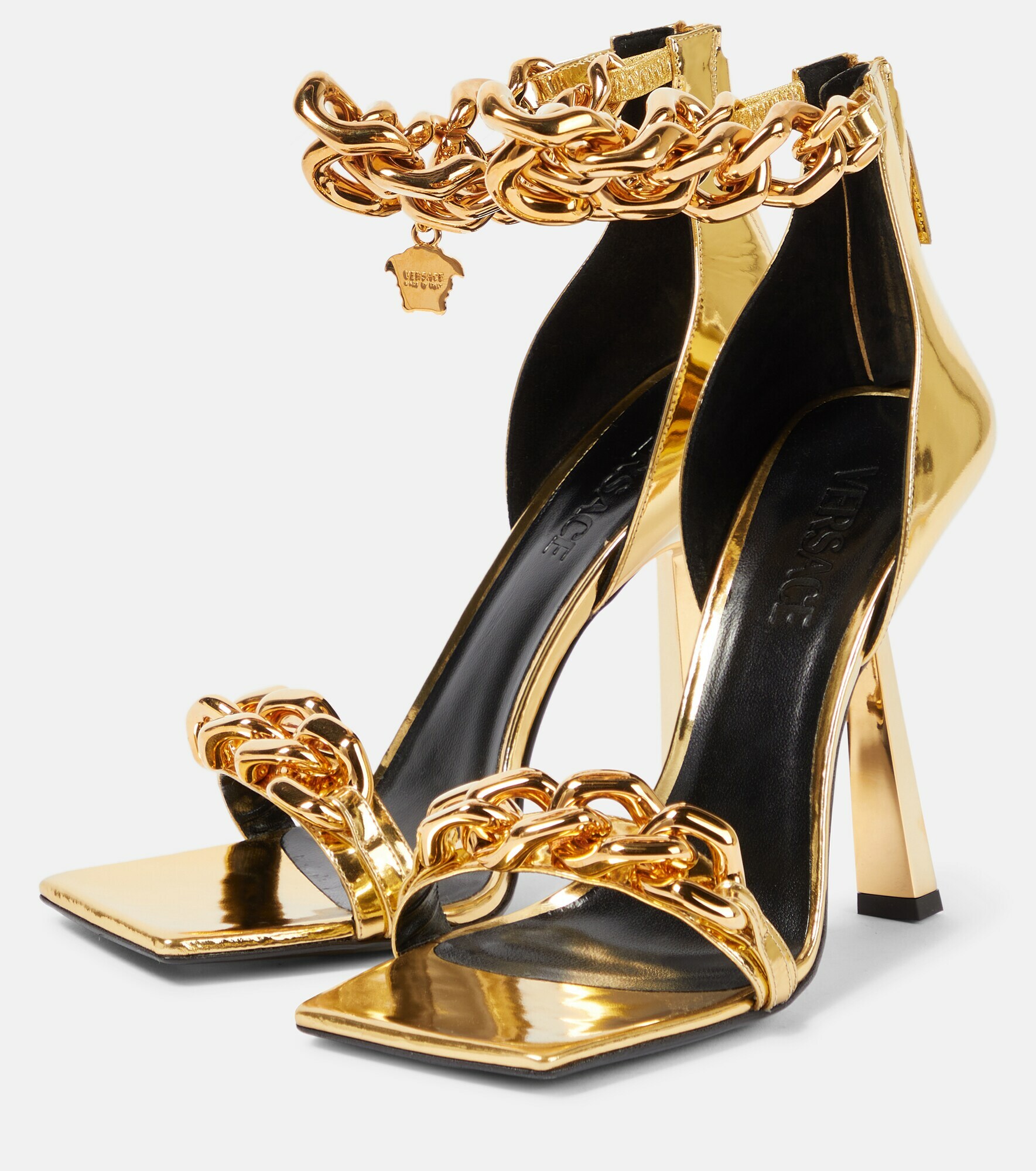 Versace - Medusa Chain metallic leather sandals Versace