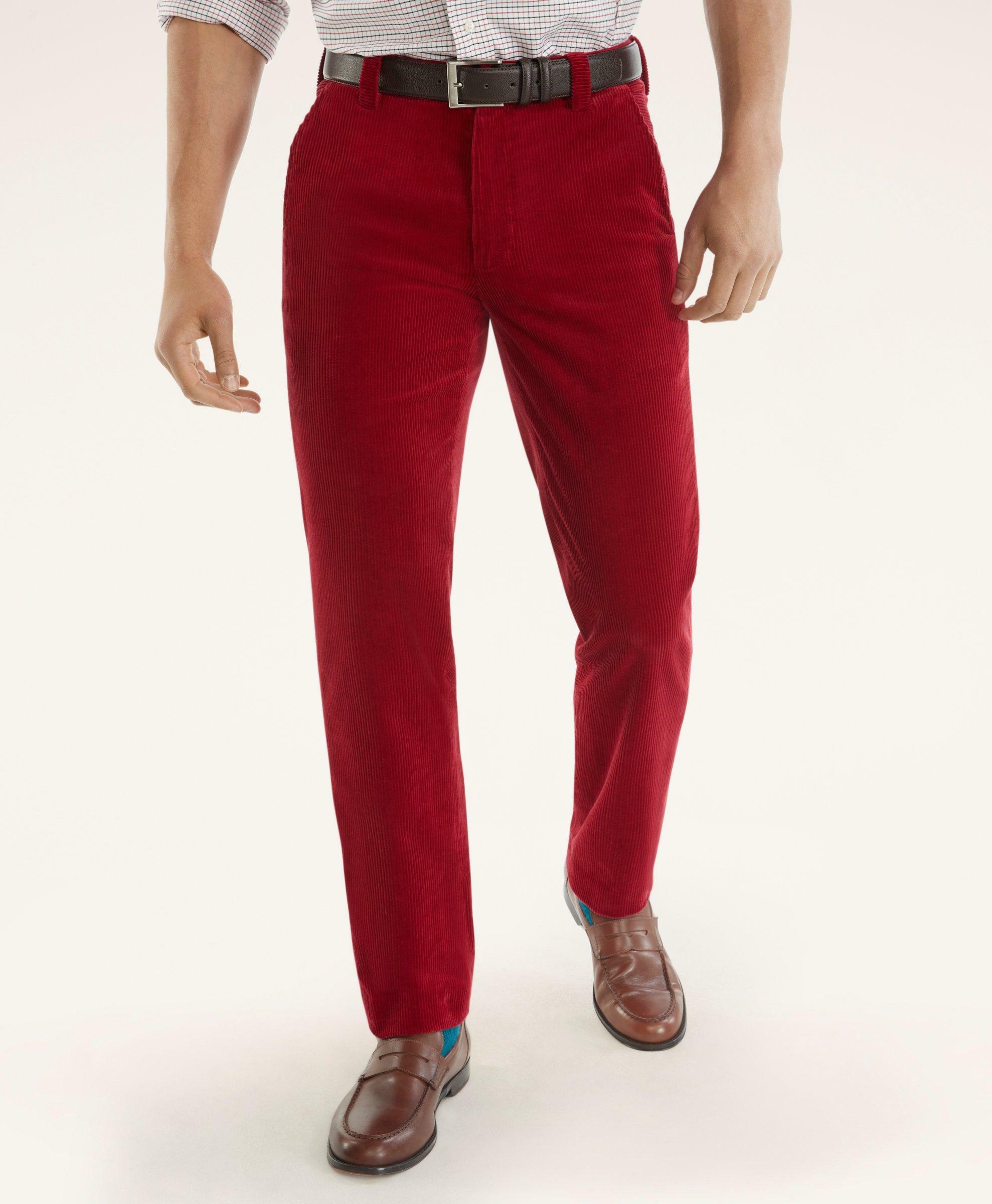 Brooks Brothers Men's Clark Straight-Fit Wide-Wale Corduroy Pants | Red ...