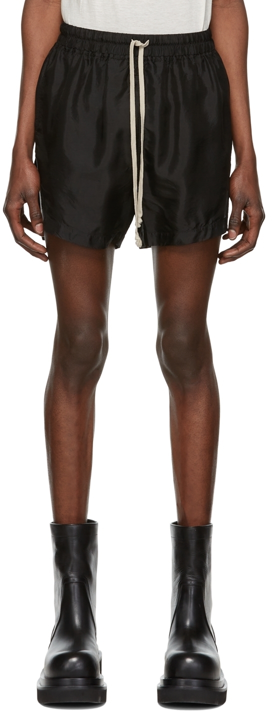 Rick Owens Black Cupro Shorts