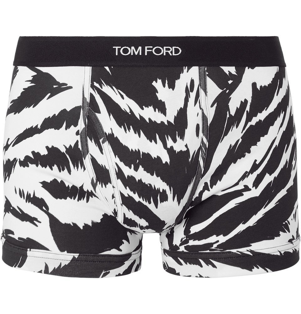 TOM FORD - Zebra-Print Stretch-Cotton Jersey Boxer Briefs - White TOM FORD